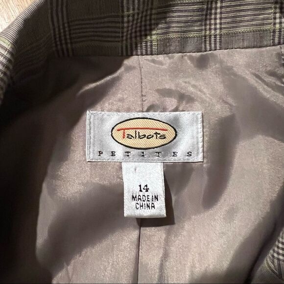 Plus Size Talbots Houndstooth Shoulder Pads Blazer Brown & White size 14 - Picture 7 of 8
